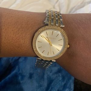 Micheal Kors watch sliver and gold with Diamonds